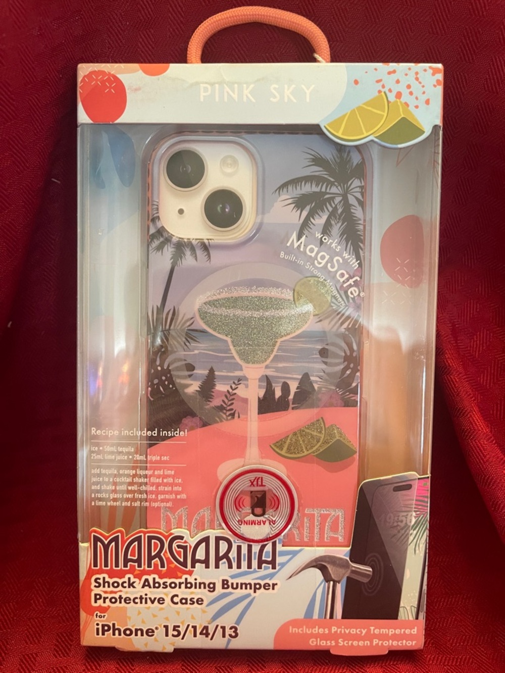 Pink Sky “Margarita” Case for iPhone 15/14/13.  Recipe included inside!